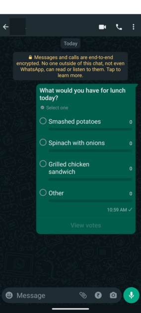 Whatsapp poll final preview