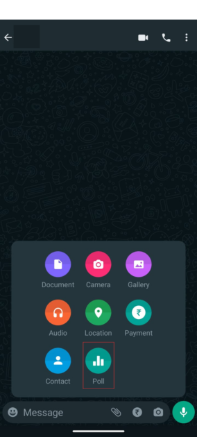 WhatsApp Poll-open chat