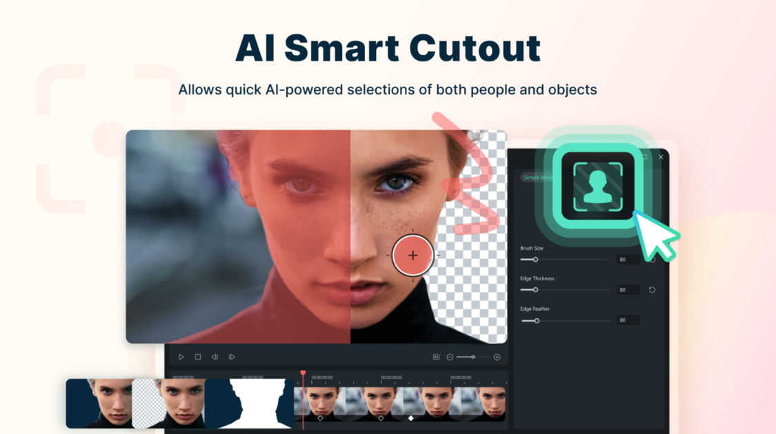 AI Smart Cutout feature highlighted in Wondershare Filmora