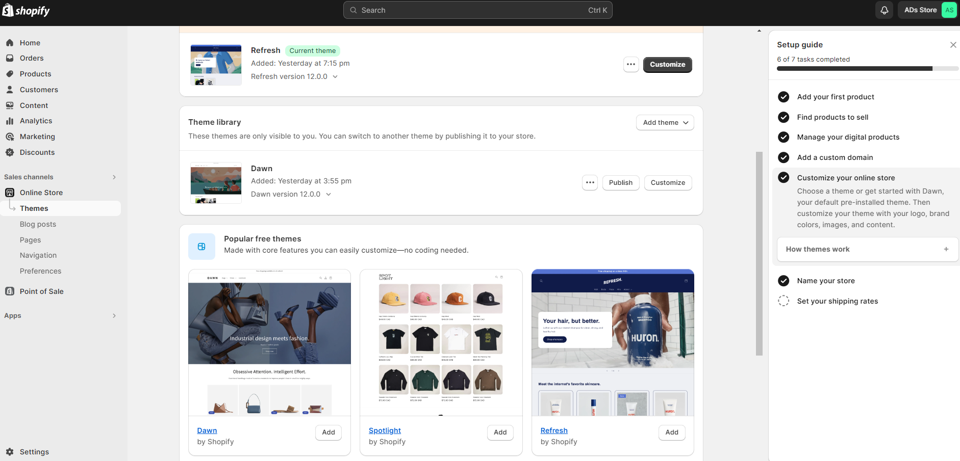 Selecting-a-Theme-on-Shopify