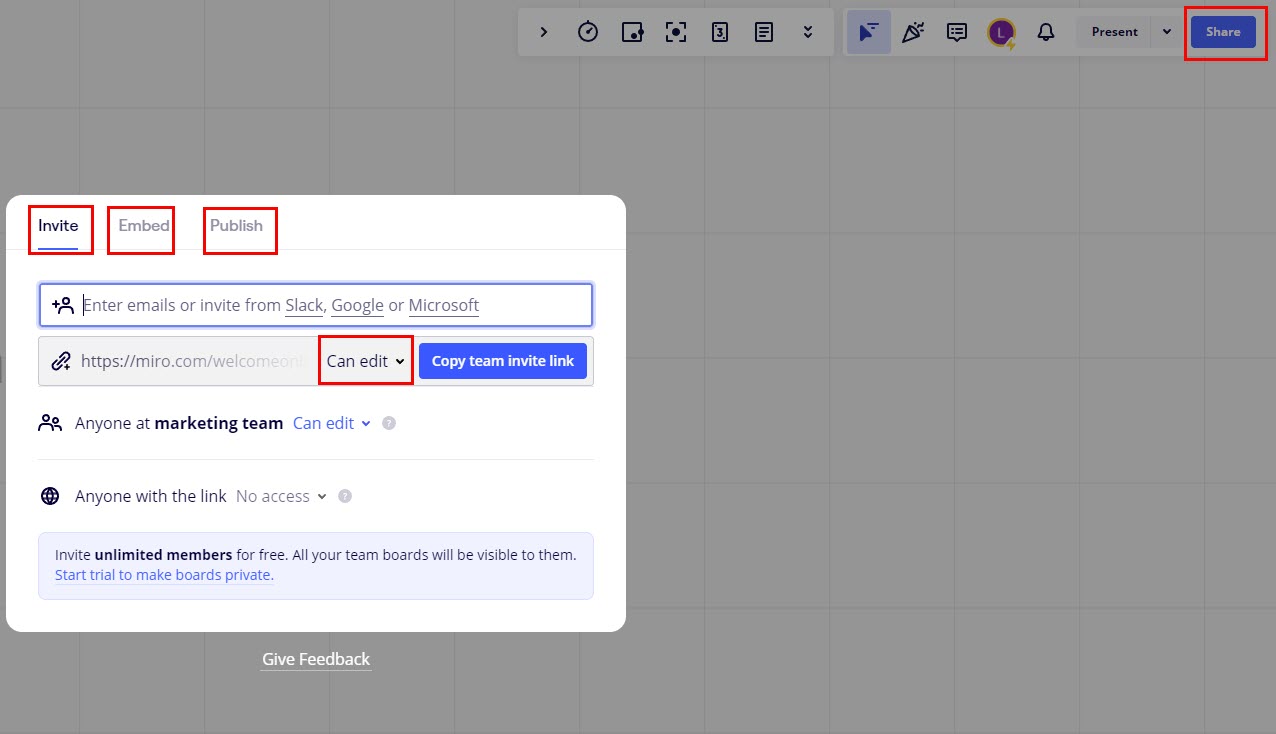 Sharing a Miro board