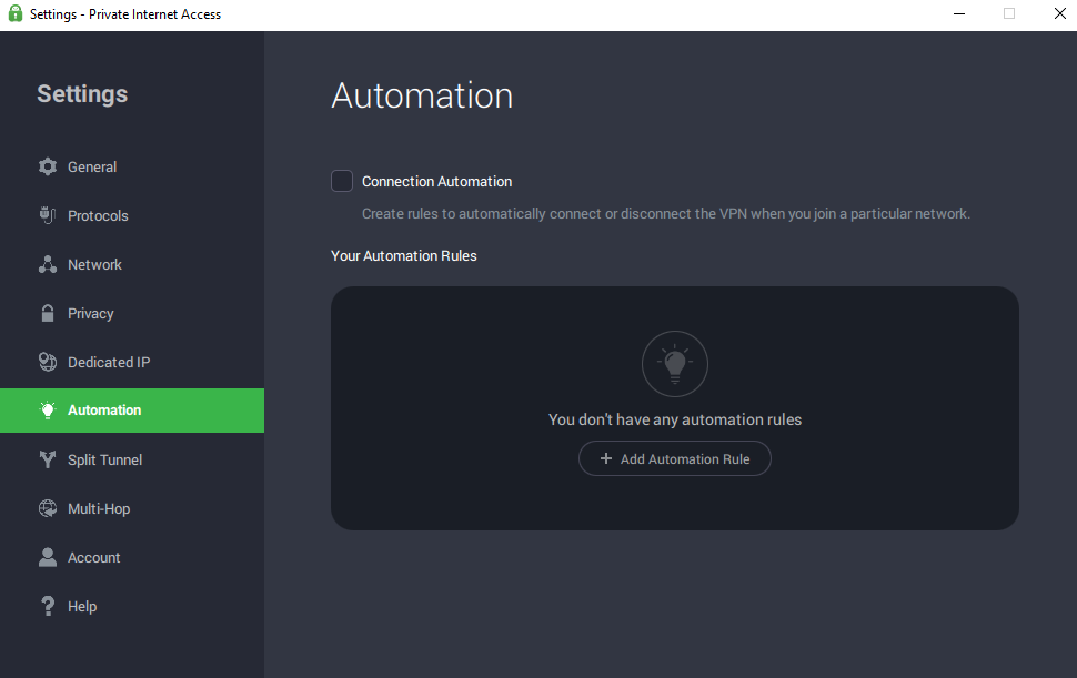 PIA connection automation