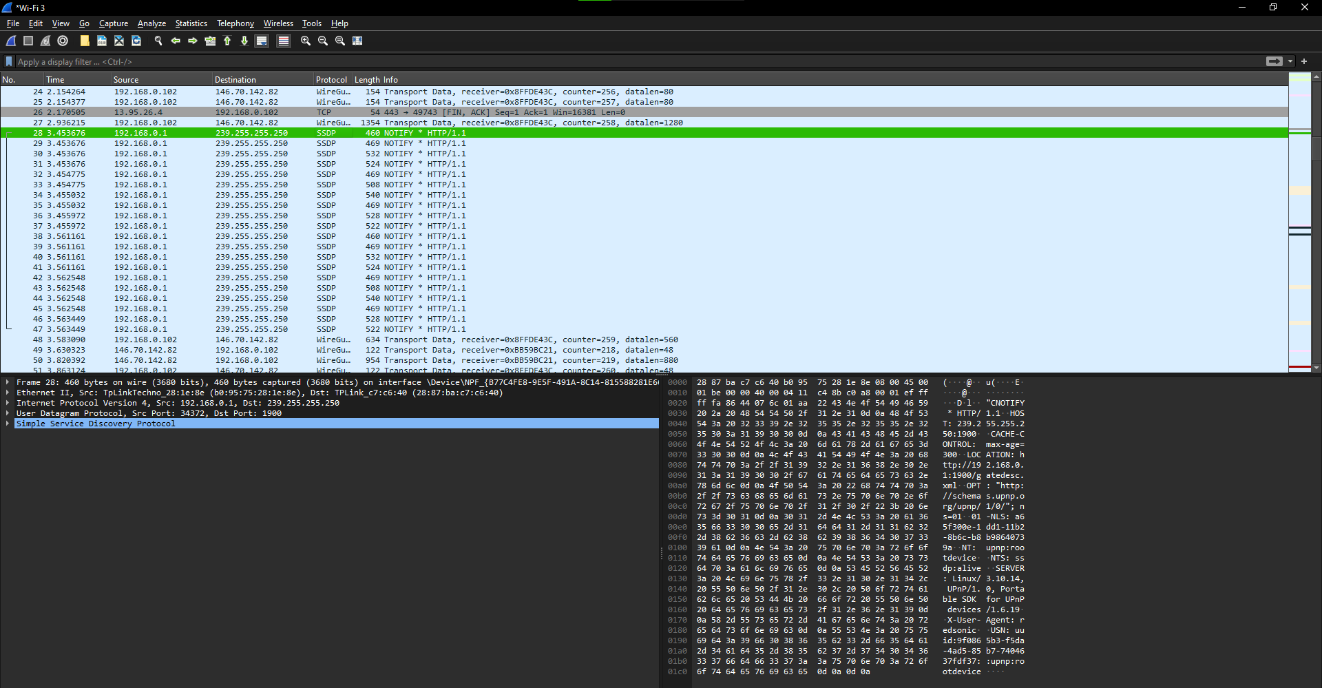 Capturing packets with VPN