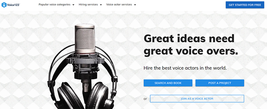 Best voice over software Voice123.