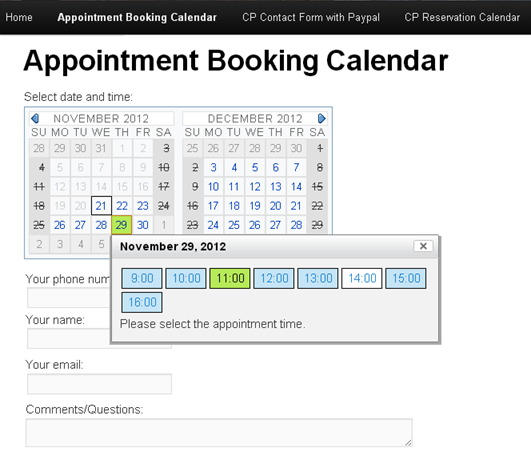 Appointment Booking Calendar