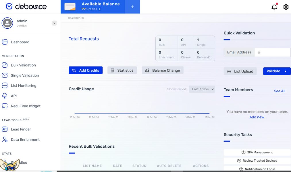 debounce user dashboard