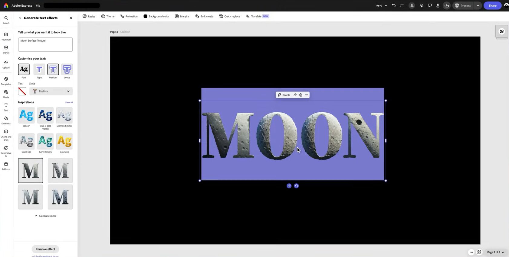 generating a creative AI presentation with Adobe Express