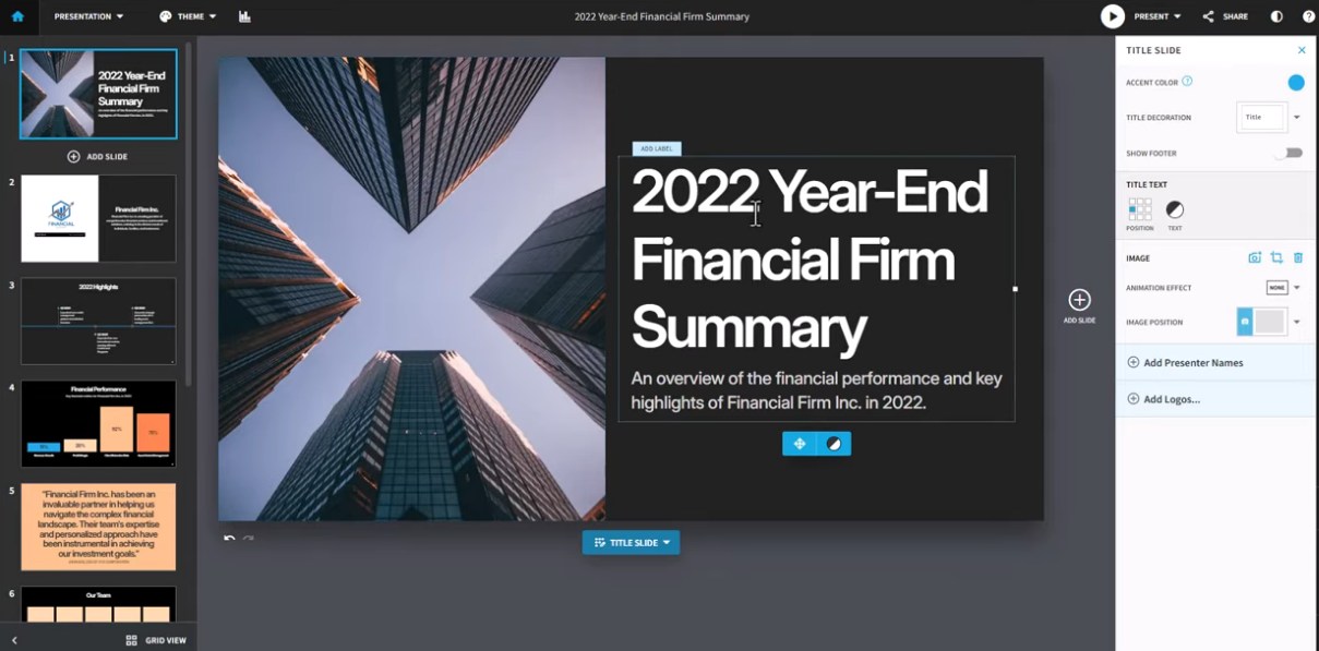 One of the AI presentation makers - Beautiful AI - on display