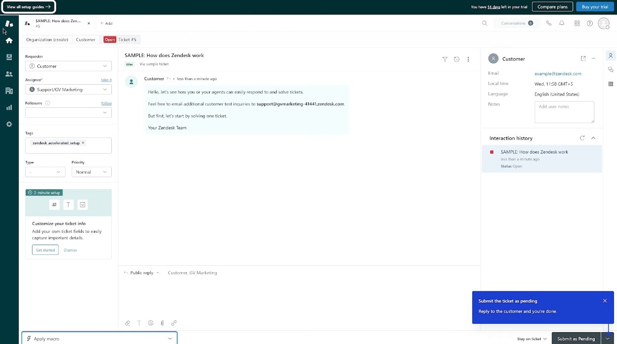 zendesk service in use