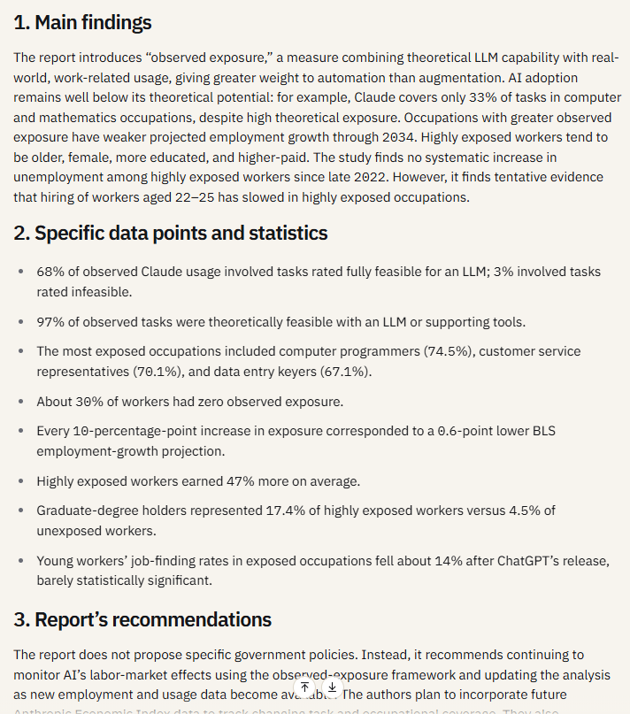 Summarize a long report