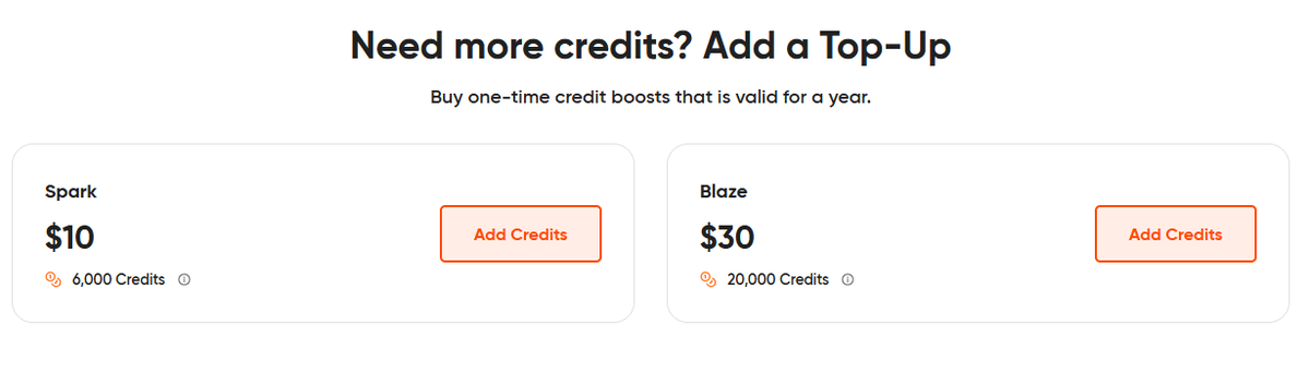 Geekflare Chat credit top up options