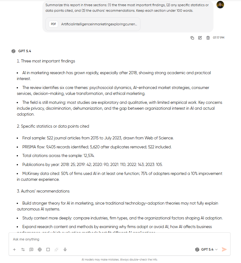 Geekflare Chat PDF Summary with a good prompt