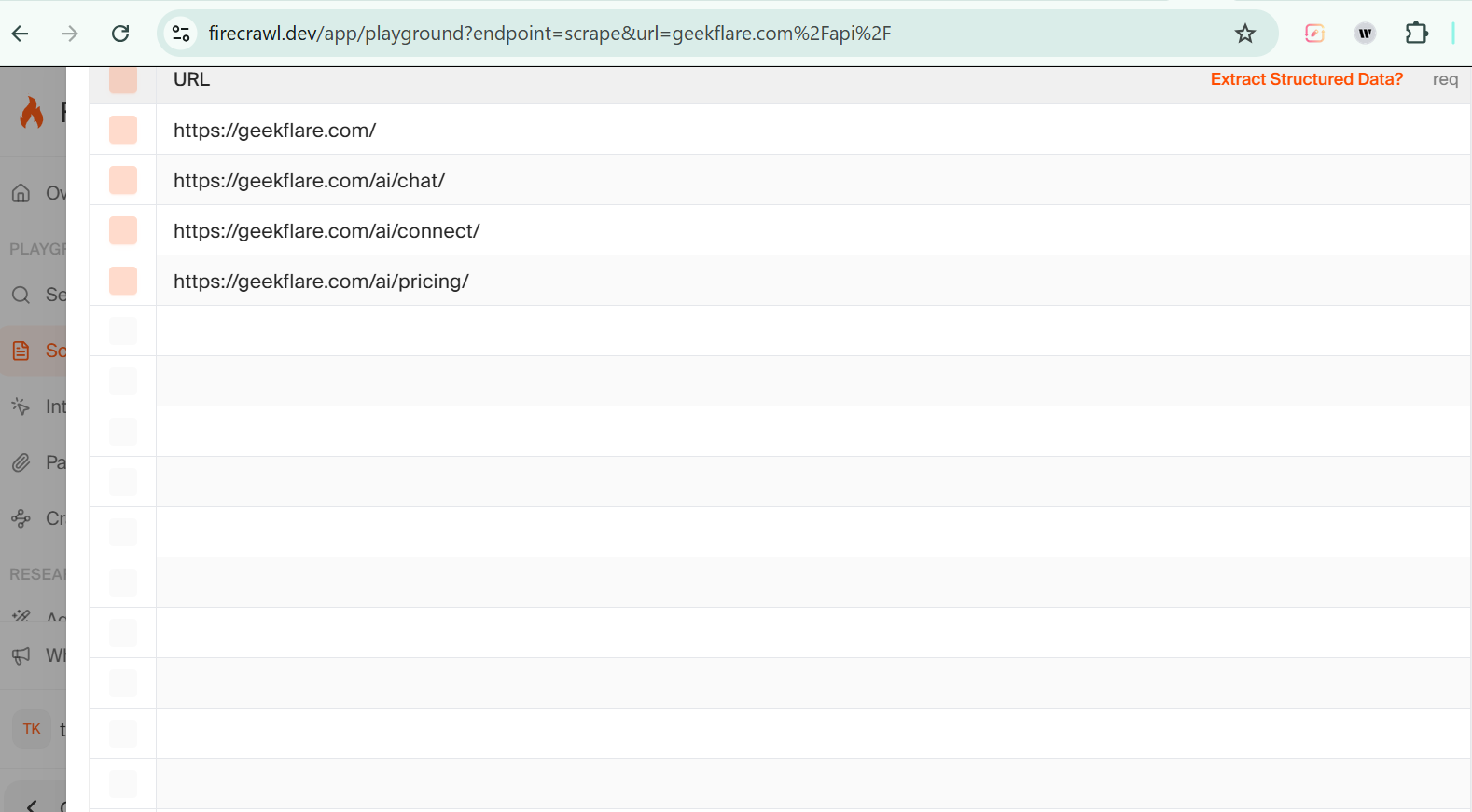 Firecrawl API testing