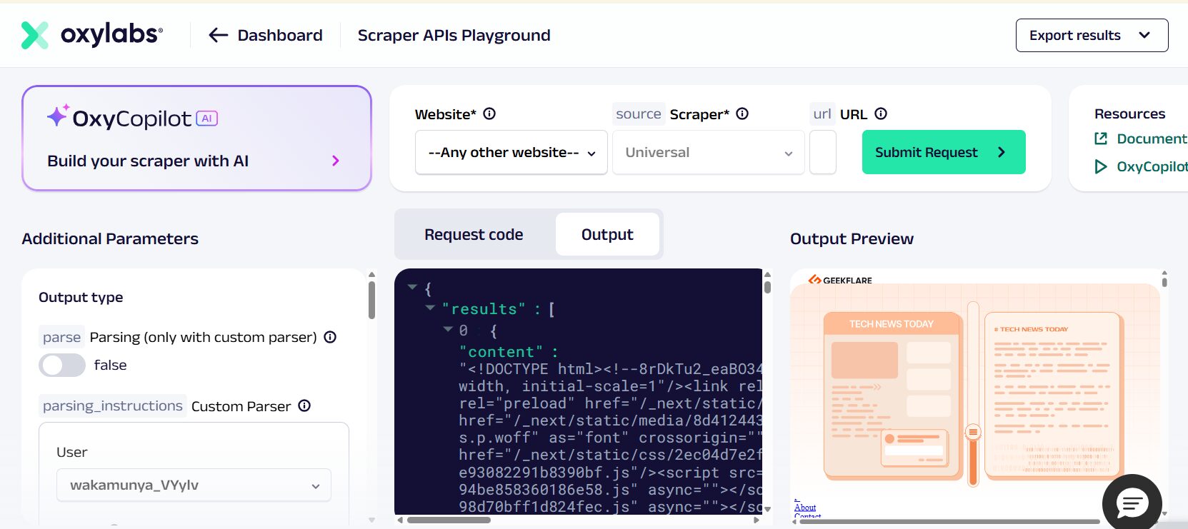 Oxylabs scraper API testing