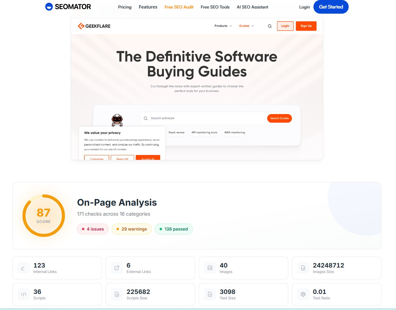 SEOmator audit sample