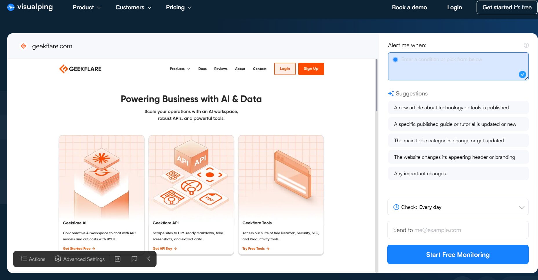 Visualping website archive