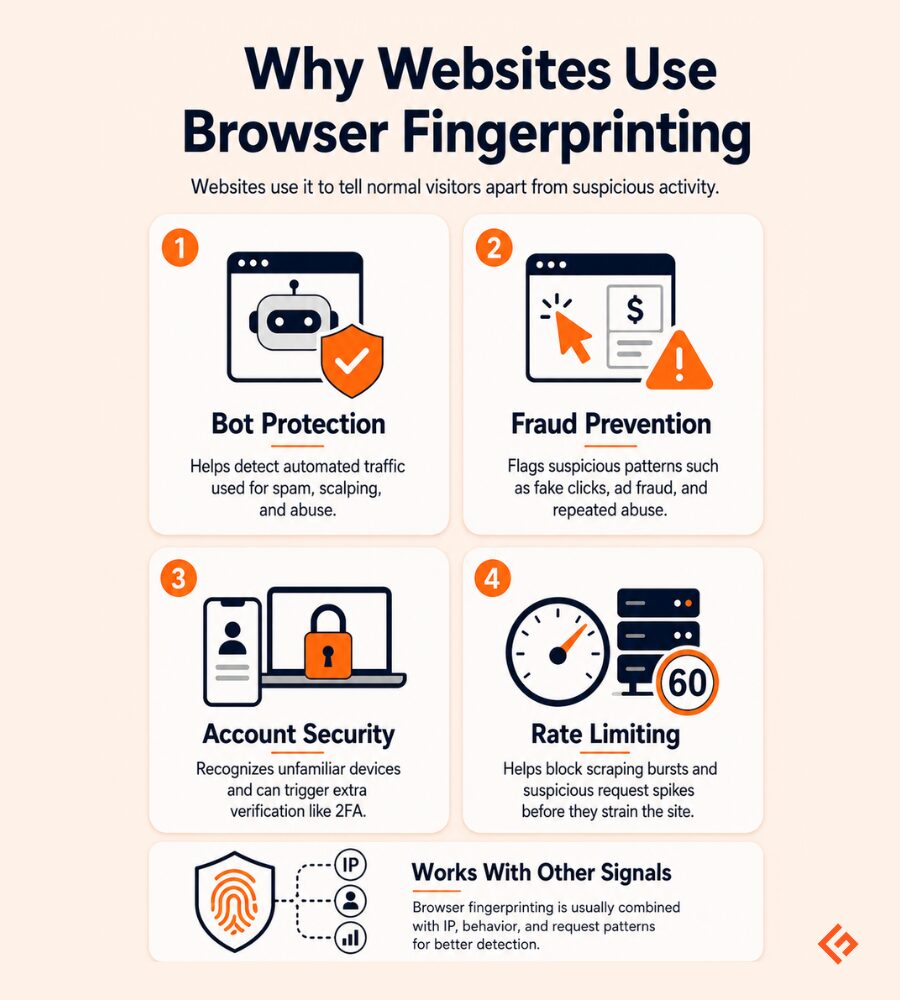 infographic on why websites use browser fingerprinting