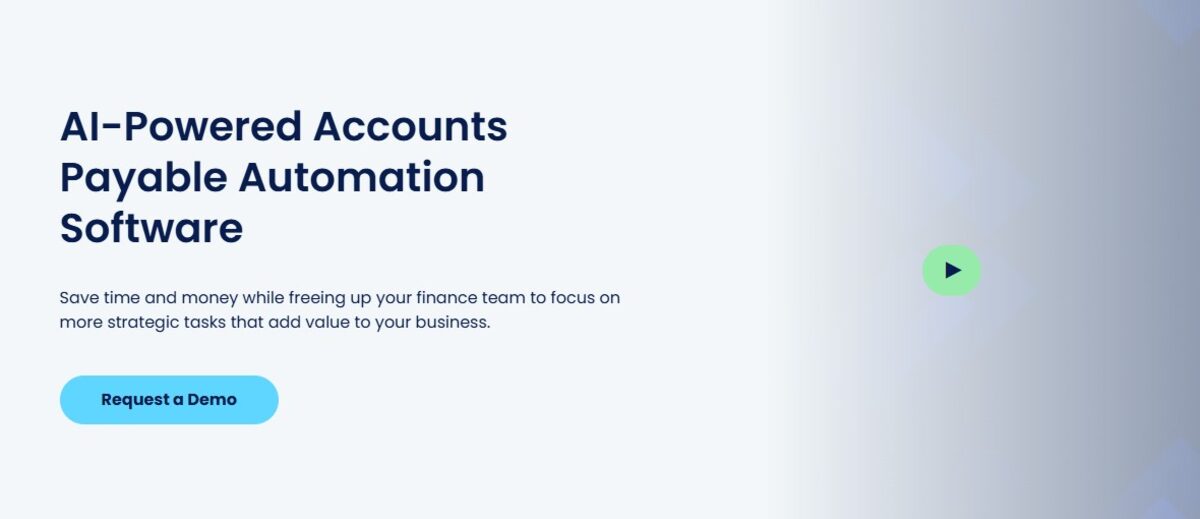 Coupa AI-powered accounts payable automation software homepage with a demo request option for finance teams looking to reduce manual AP work