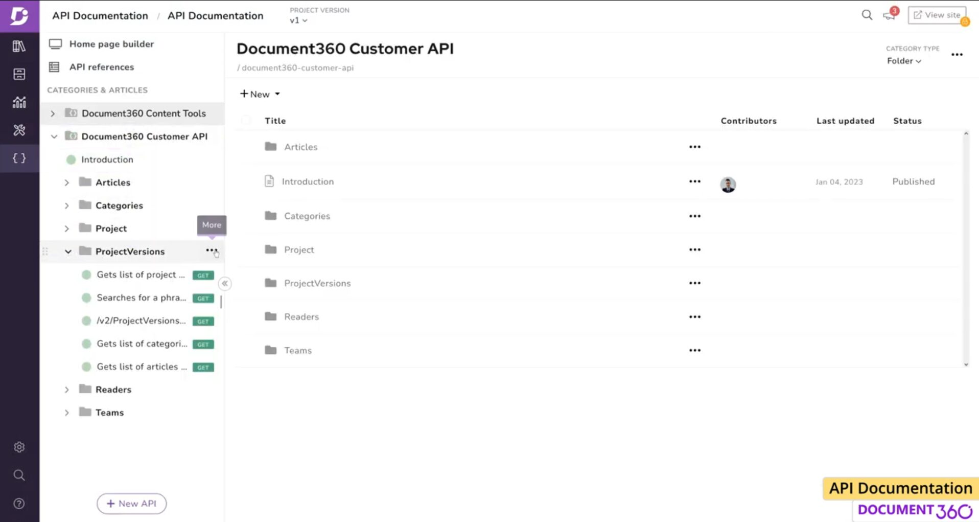 Demo of Document360 API documentation tool