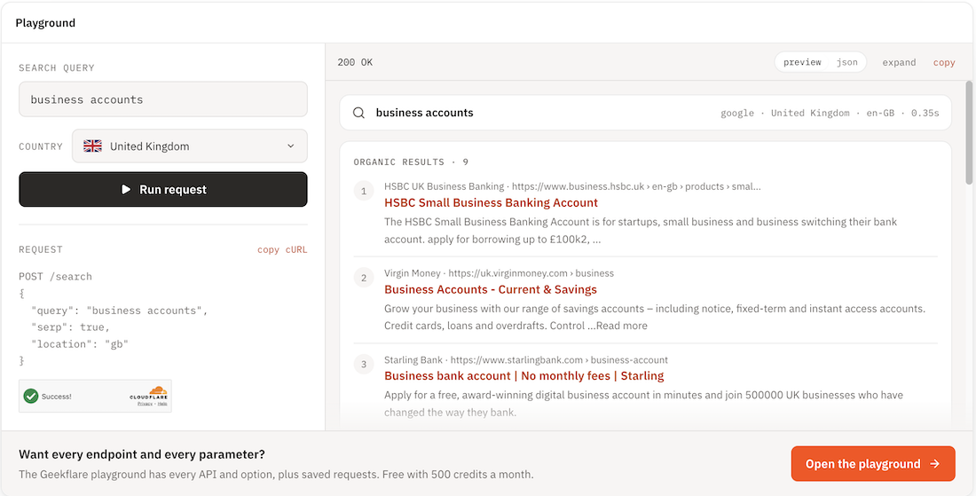 Geekflare serp playground