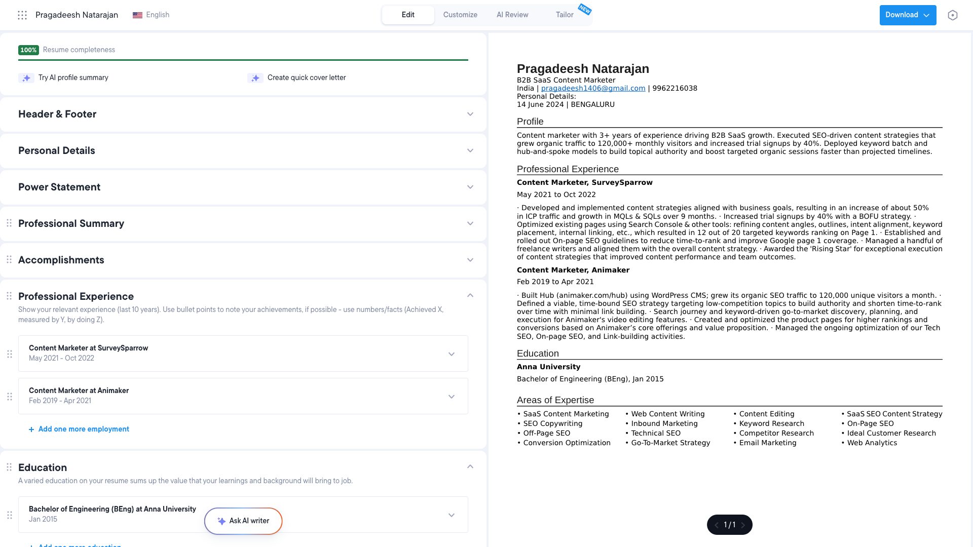 resume.io