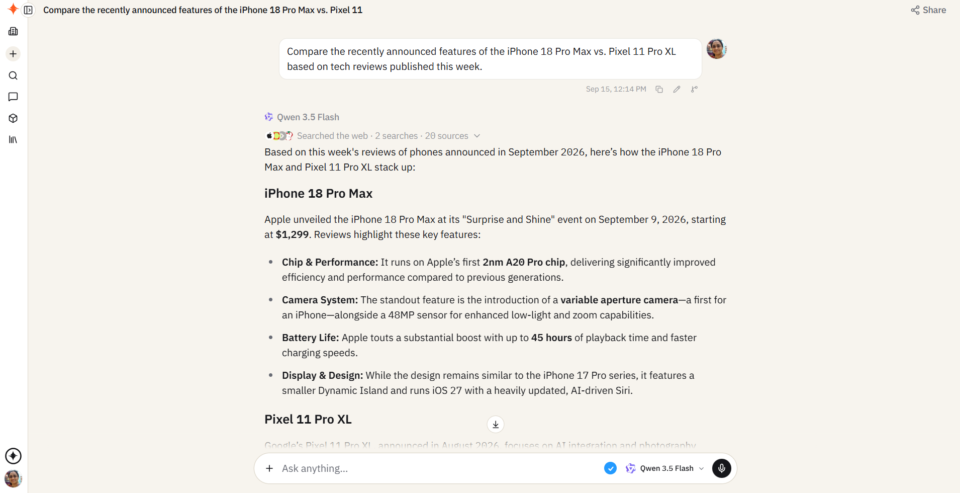 Smart intent detection sample prompt iphone pixel comparison in sparkian