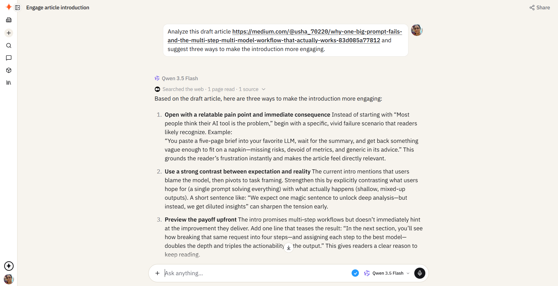 Smart intent detection sample prompt proofreading sparkian