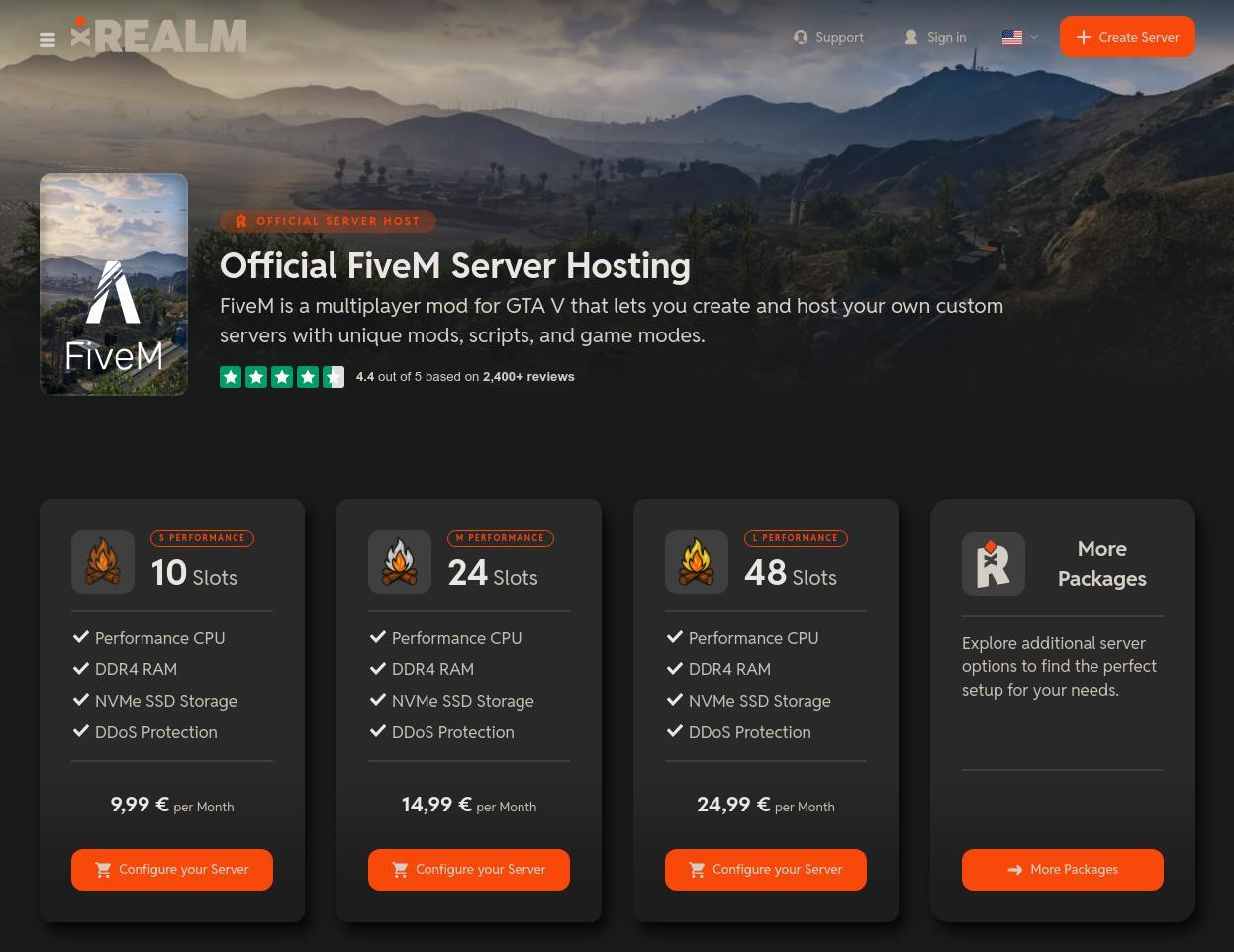 xREALM FiveM Hosting Panel Control Dashboard