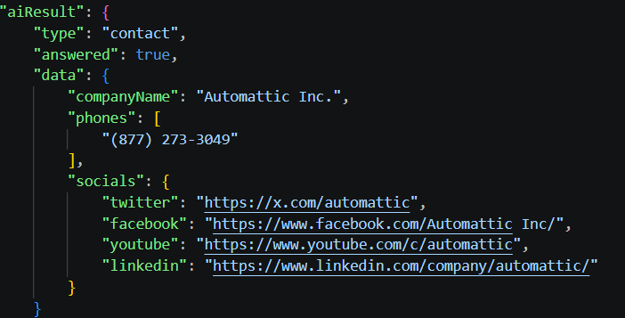 Contact API Response