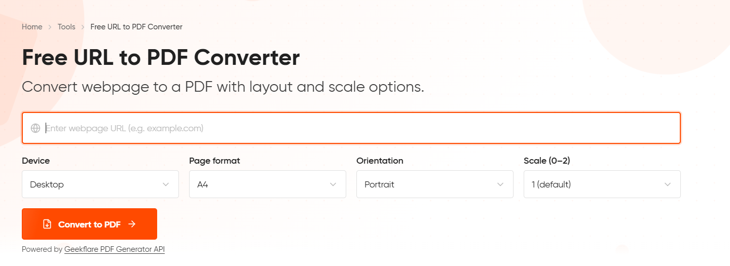 Free URL to PDF Convertor