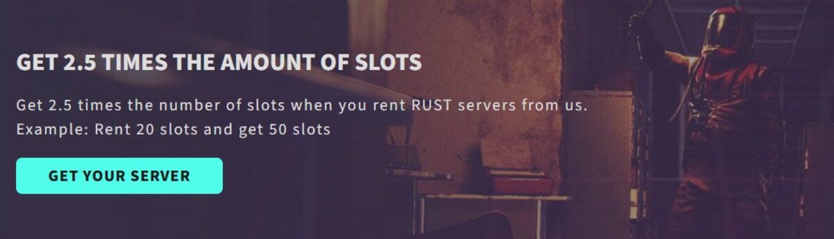 G-Portal Rust server hosting banner promoting 2.5 times the player slots.