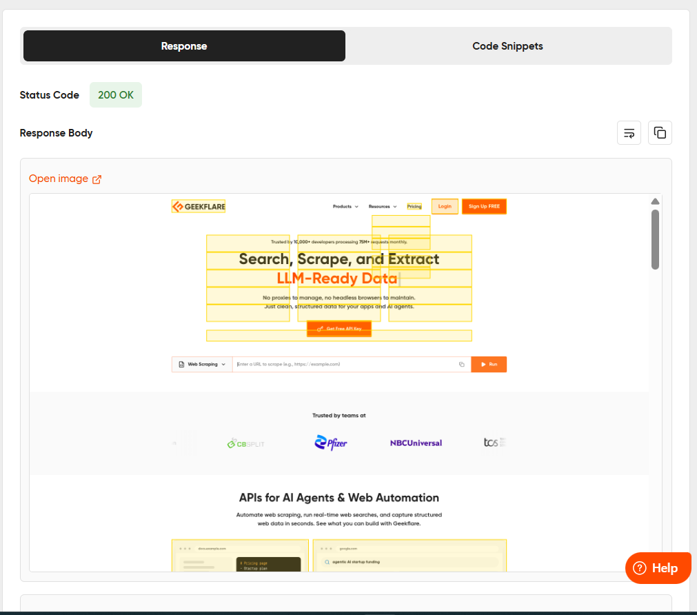 Screenshot API Response