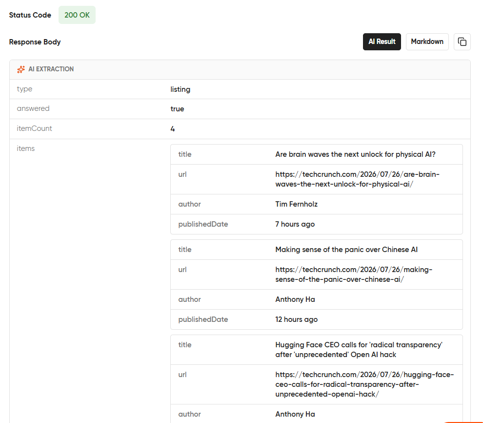 Listing Response