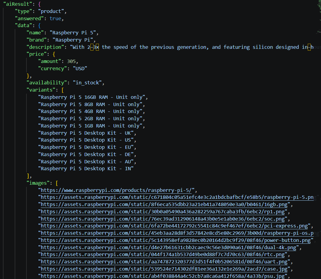 Product API Response