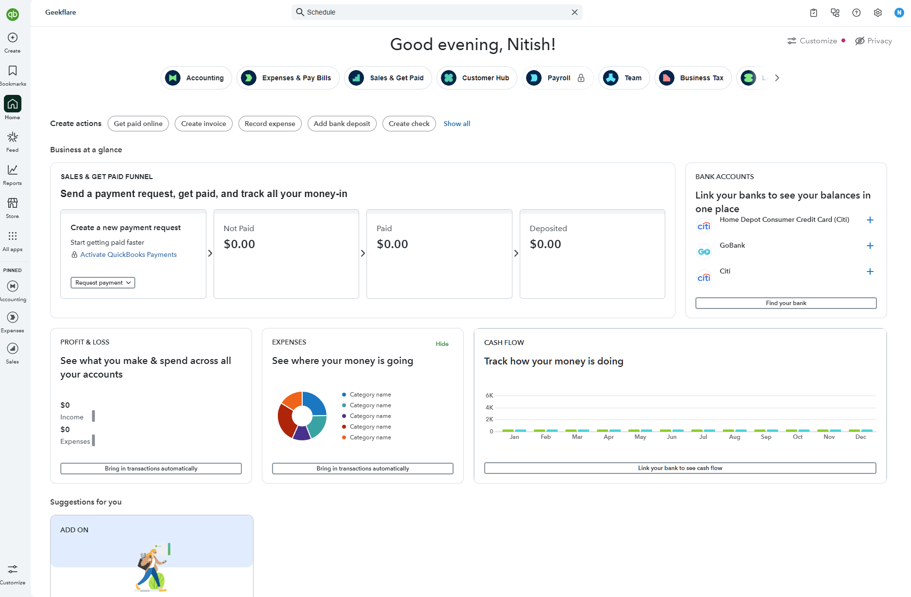 Quickbooks Pay dashboard
