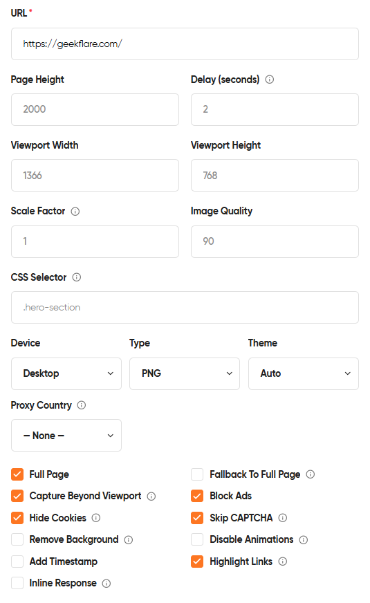 Screenshot Configurations