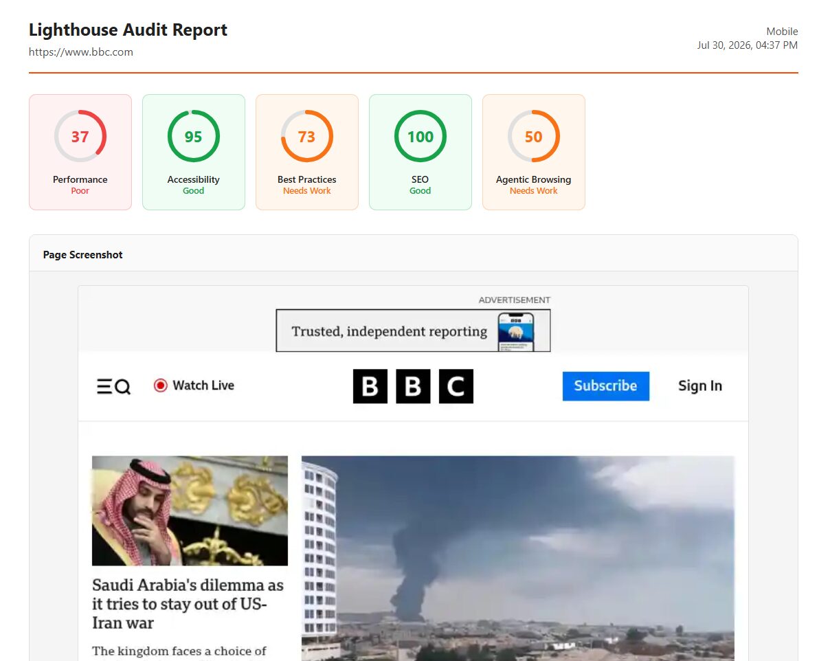 Web Audit Response