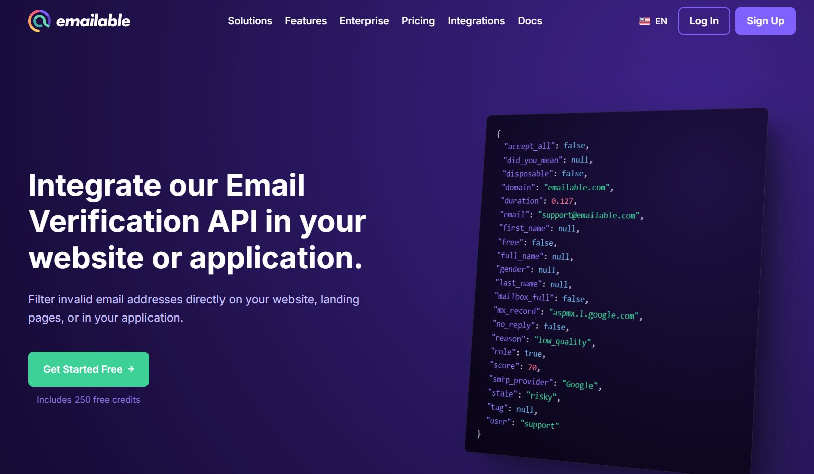 Emailable email verification API