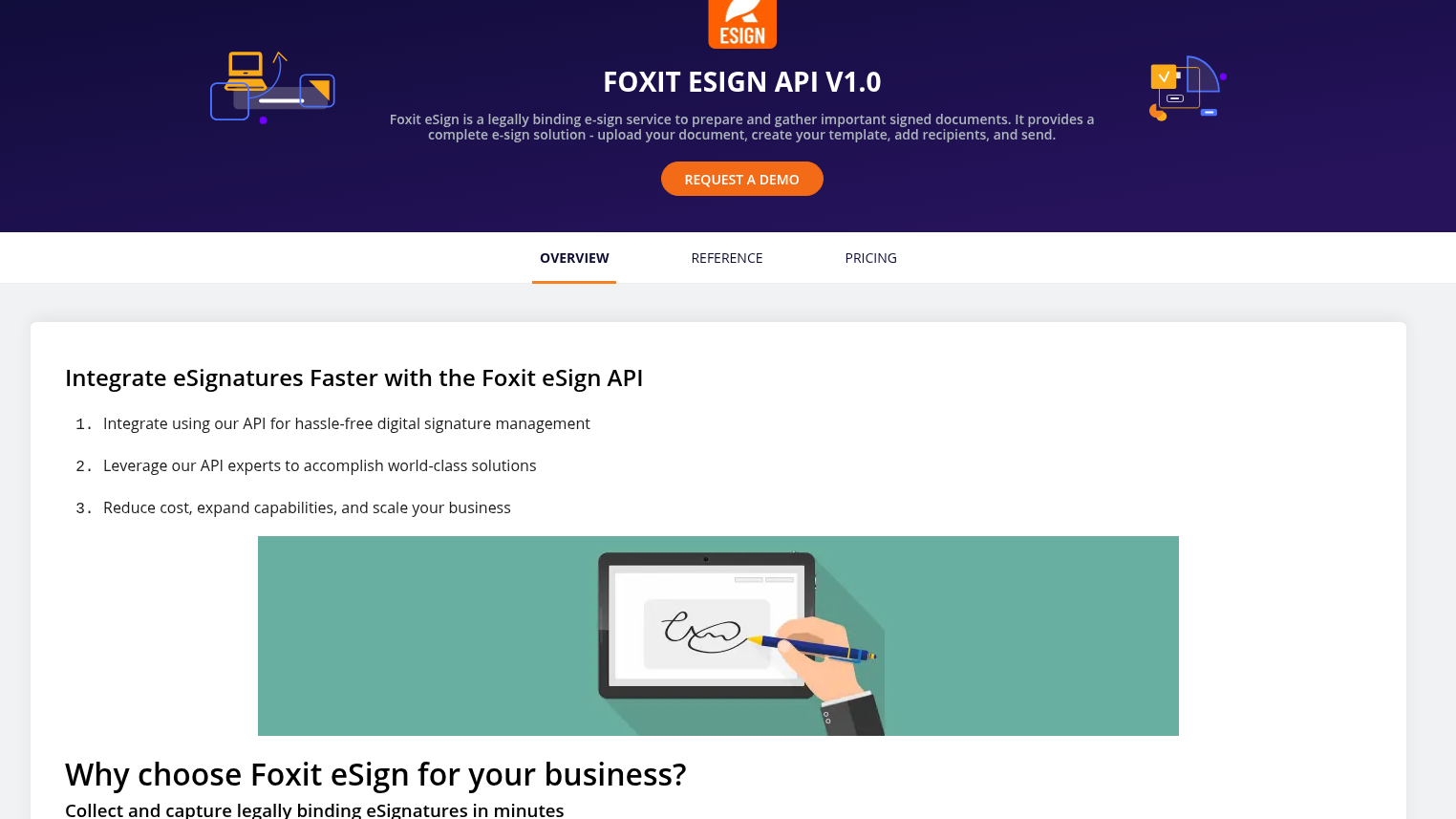 Foxit eSign API product page