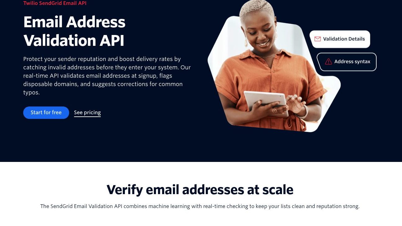 Sendgrid email verification api