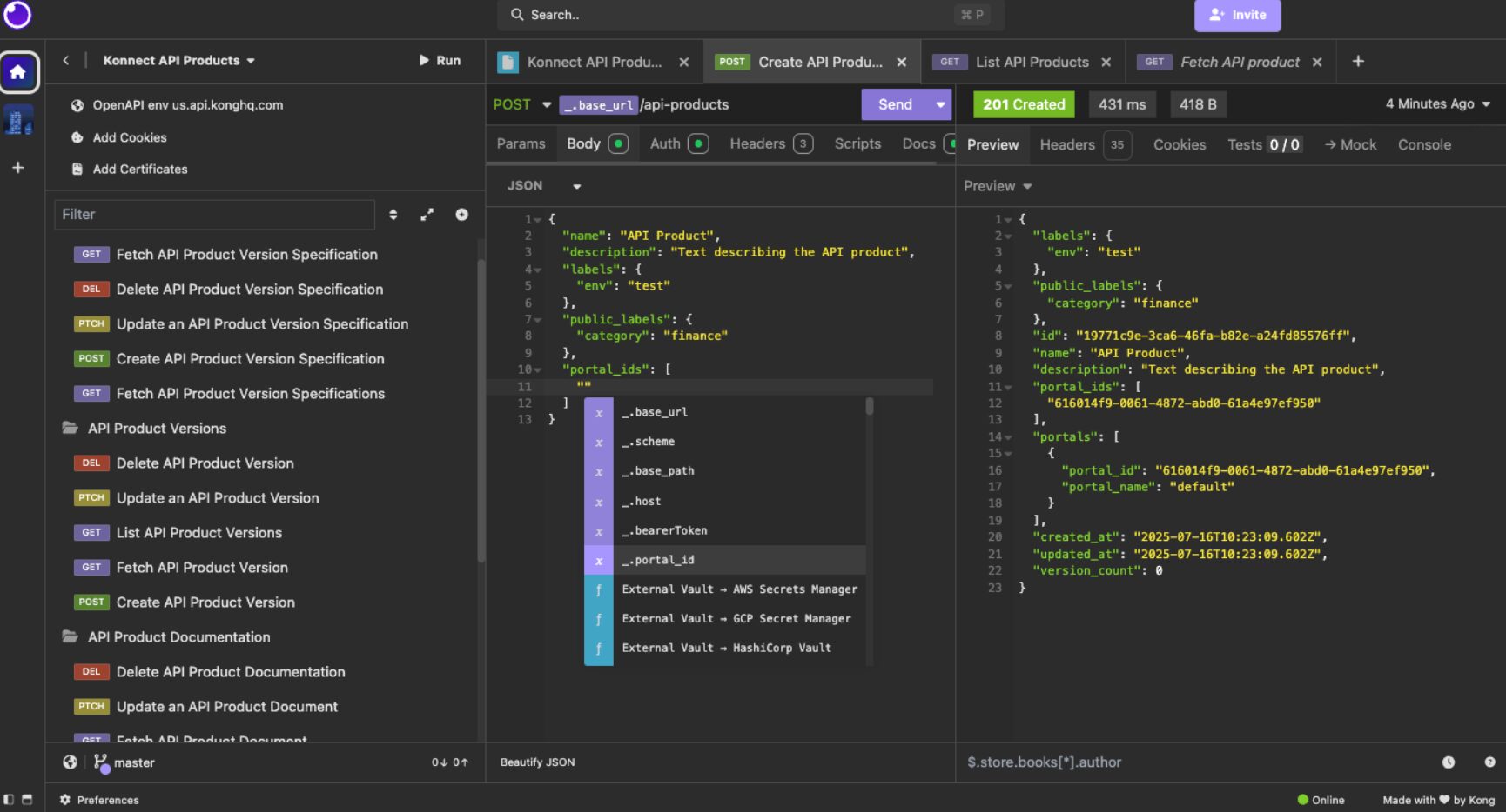 Insomnia by Kong API development