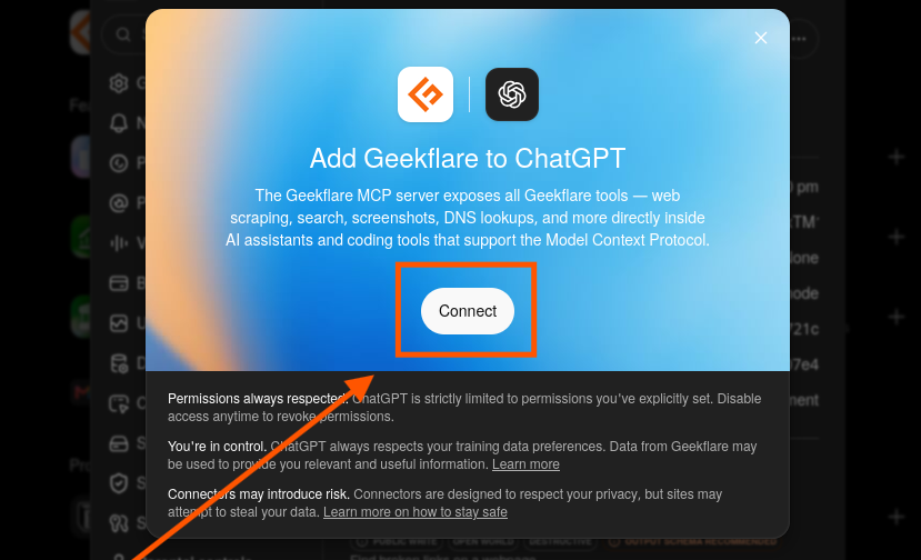 Connecting ChatGPT with Geekflare MCP