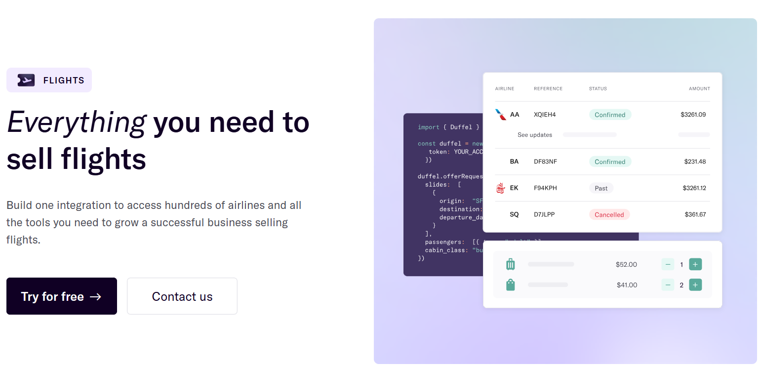 Duffel flight booking API