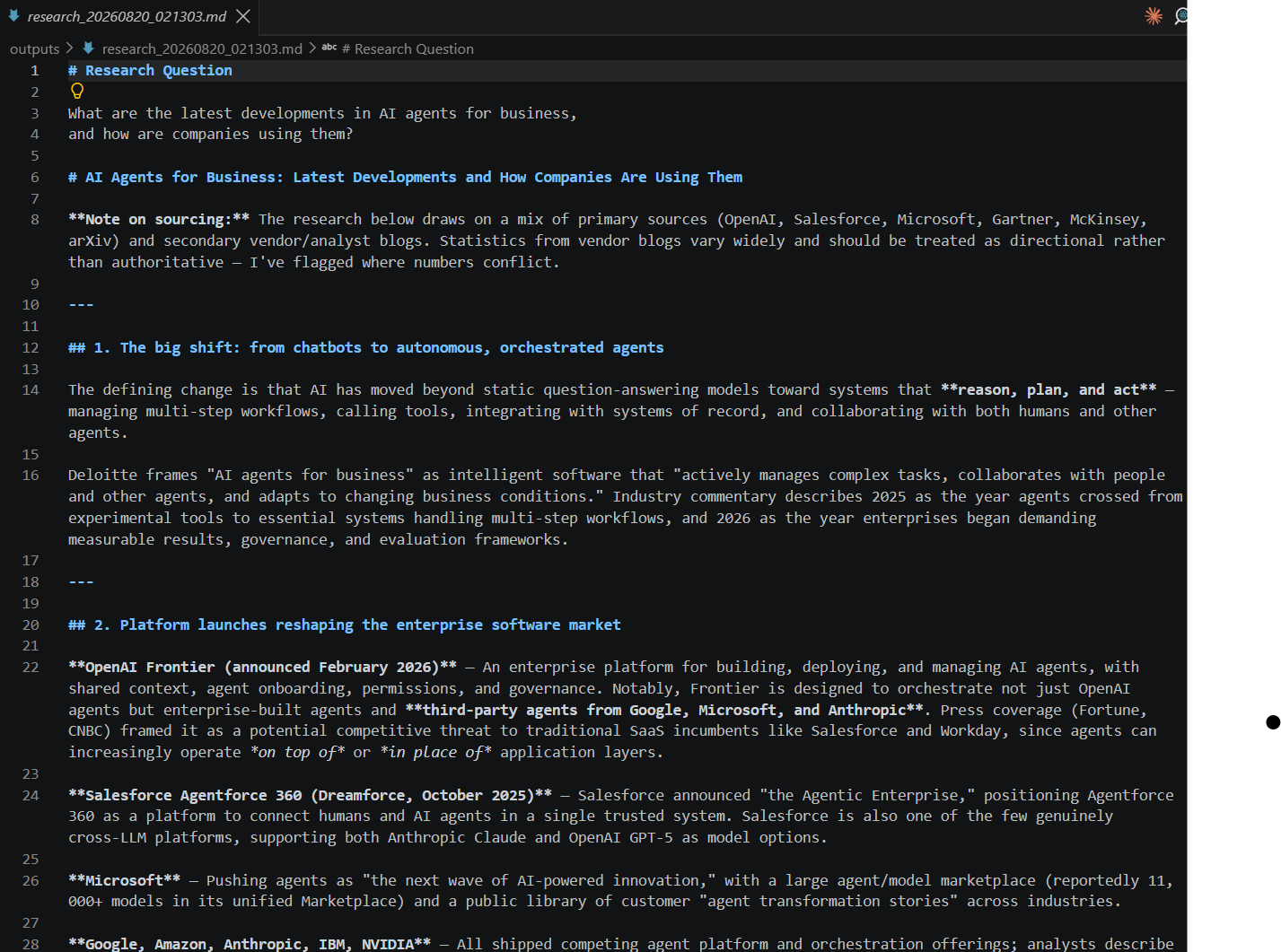 Web Research AI Agent Response