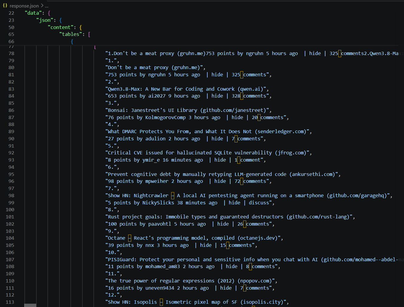 Web Scraping Response