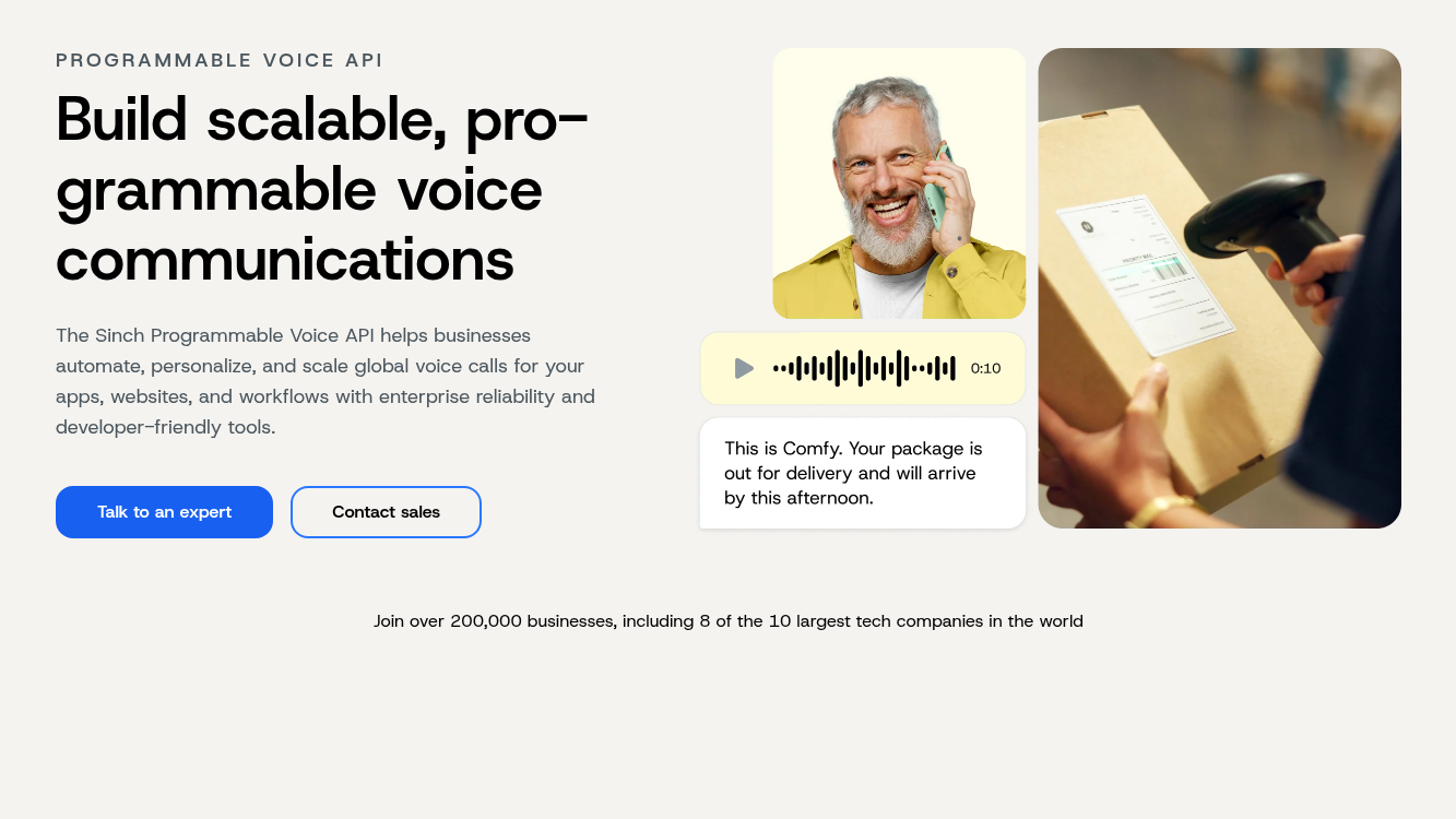 Sinch programmable voice API