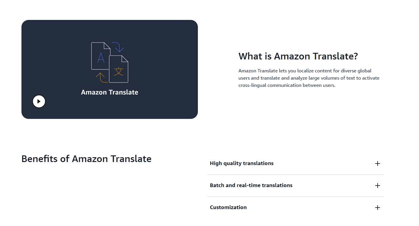 Amazon translate API
