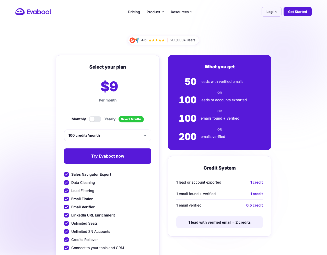 Evaboot LinkedIn Sales Navigator export tool pricing