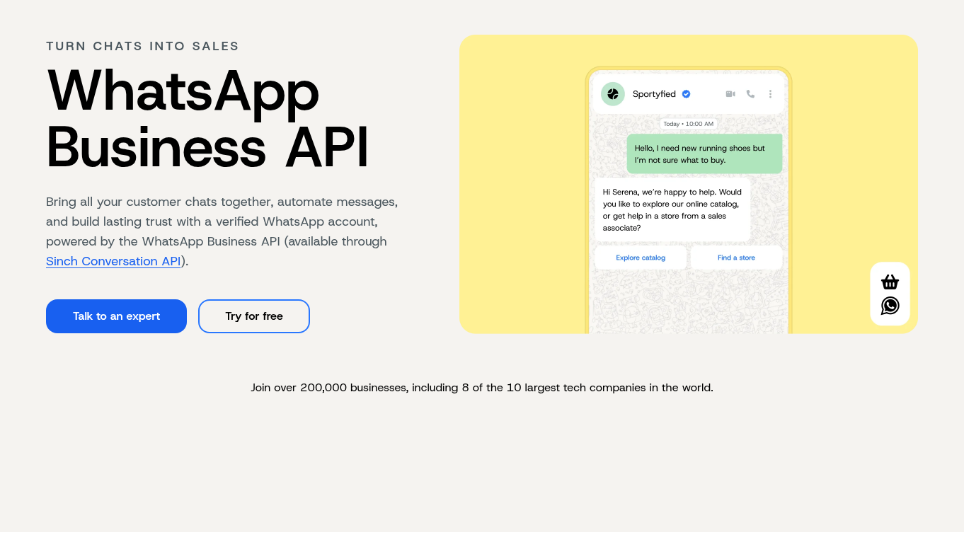 Sinch WhatsApp business API