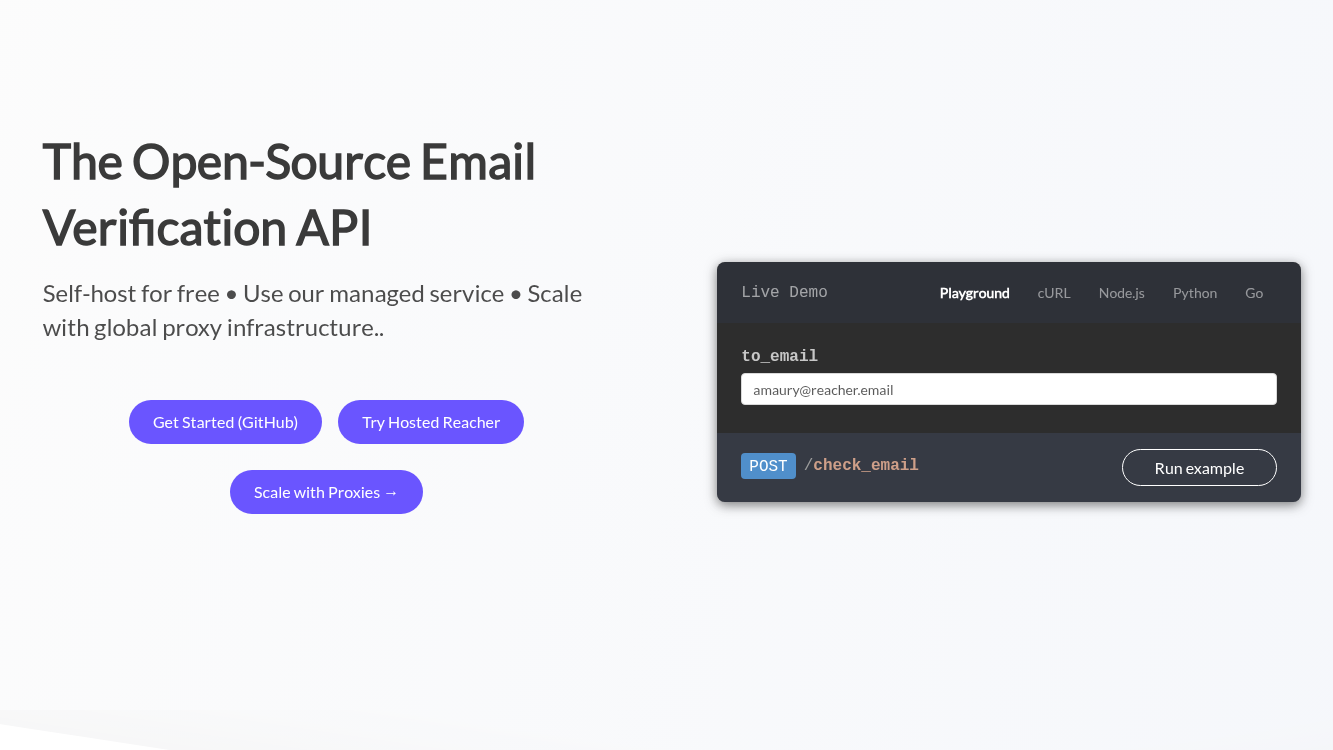reacher email verification API